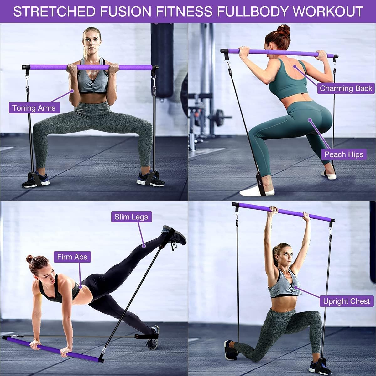Home Exercise Starter Kit: Multifunctional Pilates Bar with Resistance  Bands - Compact, Portable Full-Body Workout Equipment for All Fitness Levels